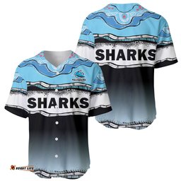 Cronulla Sutherland Sharks Rugby Baseball Jersey Shirt Simple Style