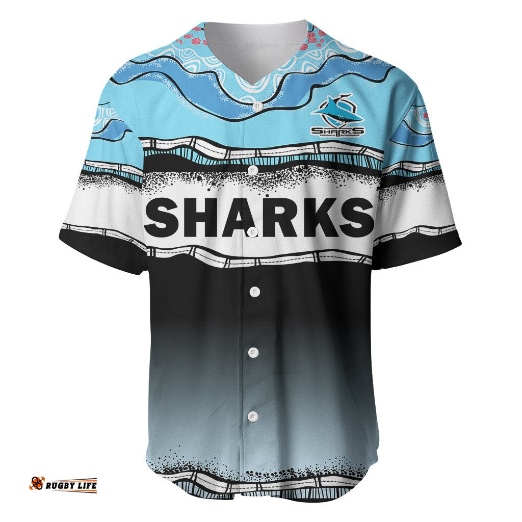 Cronulla Sutherland Sharks Rugby Baseball Jersey Shirt Simple Style