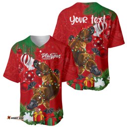 Personalised Platypus Lover Baseball Jersey Shirt Australia Merry Christmas Aboriginal