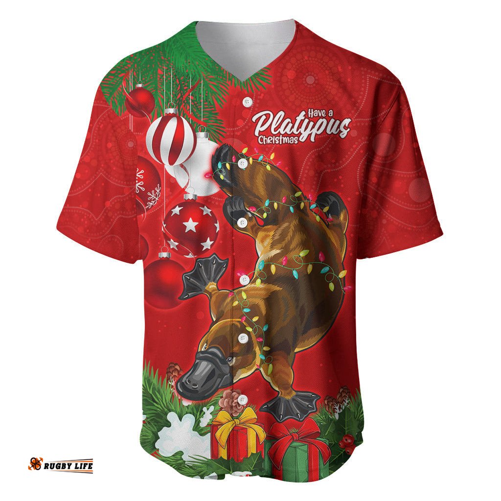 Personalised Platypus Lover Baseball Jersey Shirt Australia Merry Christmas Aboriginal