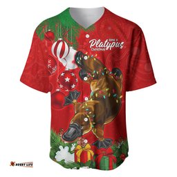 Personalised Platypus Lover Baseball Jersey Shirt Australia Merry Christmas Aboriginal