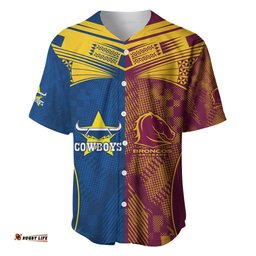 Custom NRL Cowboys and Broncos Baseball Jersey Shirt Sporty Style