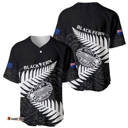 Aotearoa Rugby Baseball Jersey Shirt Go Black Fern Pacific NZ Maori