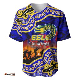 Custom Personalised Anzac Day NRL Eels Baseball Jersey Shirt Aboriginal Lizard Patterns