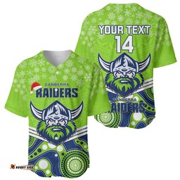 Custom Raiders Rugby Christmas Baseball Jersey Shirt Merry Xmas Mix Aboriginal Art