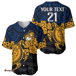 Custom Parra Eels Rugby Baseball Jersey Shirt Hibiscus and Turtle With Polynesian Pattern
