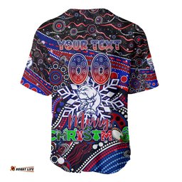 Merry Christmas AFL Bulldogs Baseball Jersey Shirt Aboriginal Santa Football Mascot