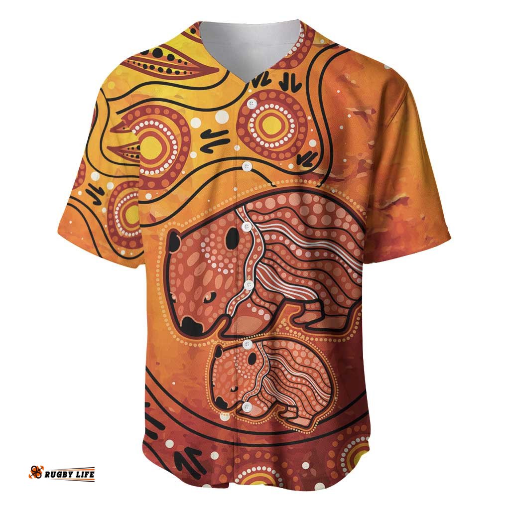 Australia Wombat Baseball Jersey Shirt Indigenous Art