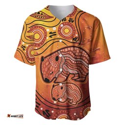 Australia Wombat Baseball Jersey Shirt Indigenous Art