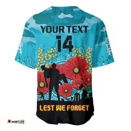 Custom Port Adelaide Football ANZAC Baseball Jersey Shirt Gallipoli Camouflage With Poppies