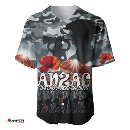 Custom Personalised Anzac Day Baseball Jersey Shirt Soldier Poppy Vibe