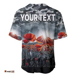 Custom Personalised Anzac Day Baseball Jersey Shirt Soldier Poppy Vibe