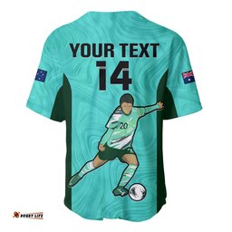 Custom Australia Soccer Baseball Jersey Shirt Sam Kerr Matildas Proud World Cup Turquoise