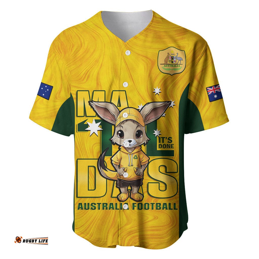 Custom Matildas Baseball Jersey Shirt Australian Cute Mascot Unique Gold Version