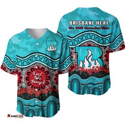 Brisbane Heat Cricket ANZAC Baseball Jersey Shirt Poppy Aboriginal Camouflage Ver.01