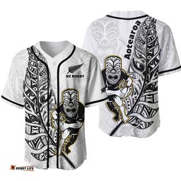 New Zealand Silver Fern Rugby Baseball Jersey Shirt All Black Maori Version White Ver.02