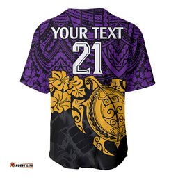 Custom Storm Rugby Baseball Jersey Shirt Melbourne Hibiscus and Turtle With Polynesian Pattern