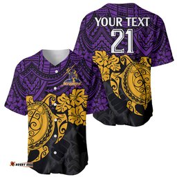 Custom Storm Rugby Baseball Jersey Shirt Melbourne Hibiscus and Turtle With Polynesian Pattern