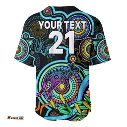 Custom Kangaroos Football Aboriginal Art Baseball Jersey Shirt NAIDOC Indigenous Tribal