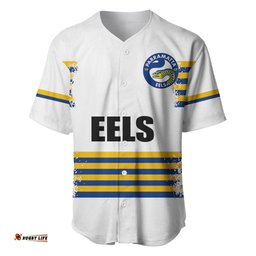 Custom Personalised And Number EELS NRL Baseball Jersey Shirt Simple White Style