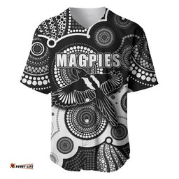 Custom Personalised And Number Magpies AFL Baseball Jersey Shirt Aboriginal Patterns 04