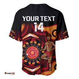 Custom Text And Number Australia Indigenous Rugby Baseball Jersey Shirt All Stars Aborigine Dreamtime Black Version