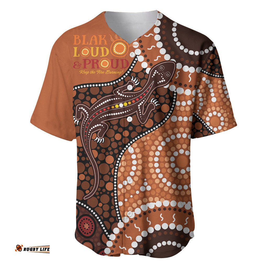 Lizard NAIDOC 2024 Baseball Jersey Shirt Aboriginal Art Style