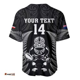 Custom New Zealand Aotearoa Rugby Baseball Jersey Shirt NZ Tiki With Maori Fern World Cup Black Version