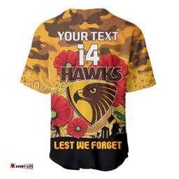 Custom Hawks Football ANZAC Baseball Jersey Shirt Gallipoli Camouflage With Poppies