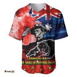 Custom Personalised ANZAC Panthers Rugby Baseball Jersey Shirt We Shall Remember 03