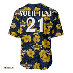 Custom Text And Number Cowboys Rugby Baseball Jersey Shirt Polynesian Style With Hibiscus