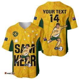 Custom Australia Soccer Baseball Jersey Shirt Sam Kerr Matildas Proud World Cup Yellow