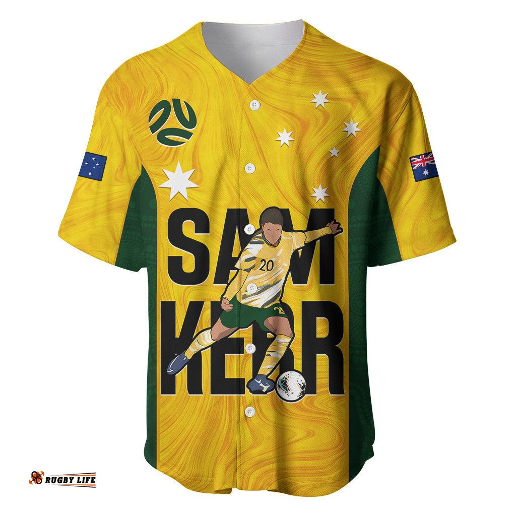 Custom Australia Soccer Baseball Jersey Shirt Sam Kerr Matildas Proud World Cup Yellow