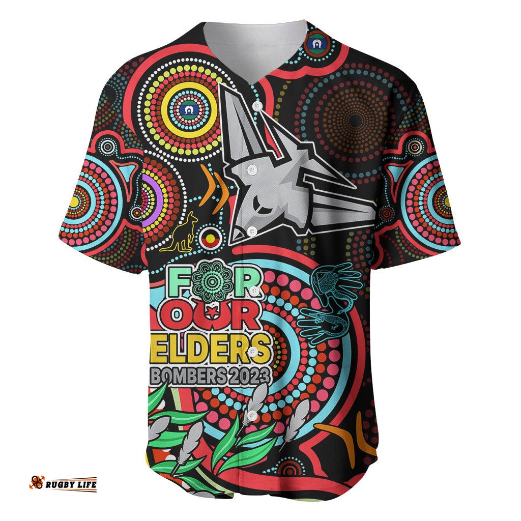 Custom Bombers Football Aboriginal Art Baseball Jersey Shirt NAIDOC Indigenous Tribal