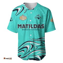Personalised Australia Soccer Matildas Baseball Jersey Shirt Kangaroo Tornado Turquoise