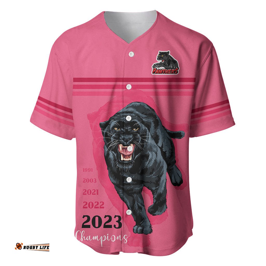 Custom Panther Premierships Baseball Jersey Shirt Go Champions Pink Simple Style
