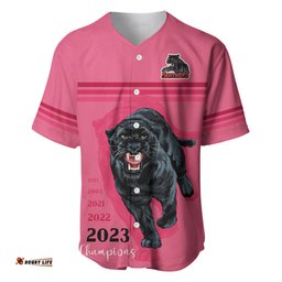 Custom Panther Premierships Baseball Jersey Shirt Go Champions Pink Simple Style