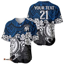Custom Bulldogs Rugby Baseball Jersey Shirt Berries Hibiscus and Turtle With Polynesian Pattern