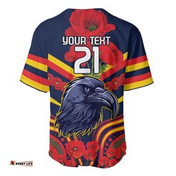 Custom Crows Football ANZAC Baseball Jersey Shirt Poppy Soldier With Aboriginal Dots Art