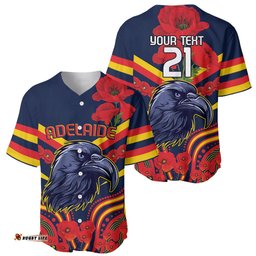 Custom Crows Football ANZAC Baseball Jersey Shirt Poppy Soldier With Aboriginal Dots Art
