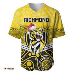 Custom Richmond Football Christmas Baseball Jersey Shirt Merry Xmas Mix Aboriginal Art