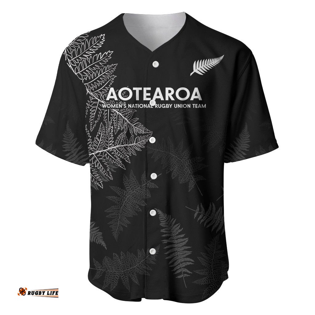New Zealand Haka Rugby Baseball Jersey Shirt 2024 Pacific Go Black Silver Fern