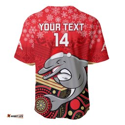 Custom Dolphins Rugby Christmas Baseball Jersey Shirt Merry Xmas Mix Aboriginal Art