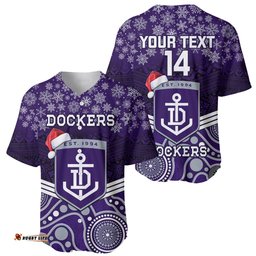 Custom Dockers Football Christmas Baseball Jersey Shirt Merry Xmas Mix Aboriginal Art