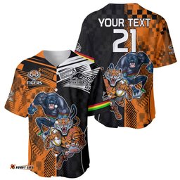 Custom NRL Tigers Combine Panthers Rugby Baseball Jersey Shirt Sporty Style