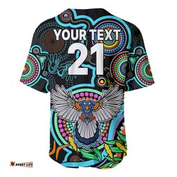 Custom Magpies Football Aboriginal Art Baseball Jersey Shirt NAIDOC Indigenous Tribal