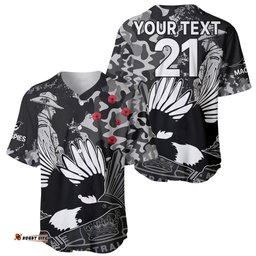 Custom Text And Number AFL ANZAC Magpies Baseball Jersey Shirt Camouflage
