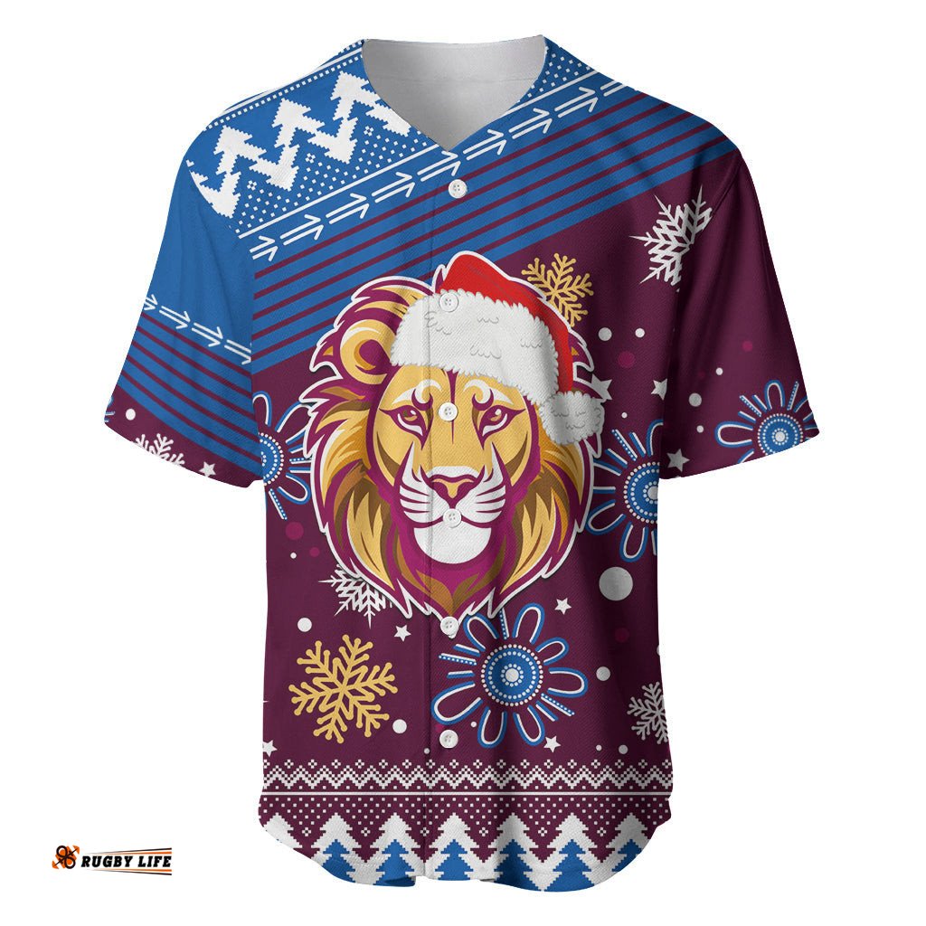 Custom Lions Football Baseball Jersey Shirt Christmas Vibe