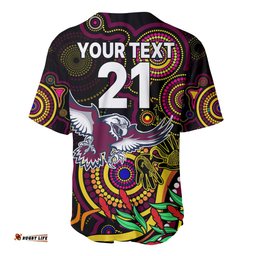 Custom Sea Eagles Rugby Aboriginal Art Baseball Jersey Shirt NAIDOC Indigenous Tribal