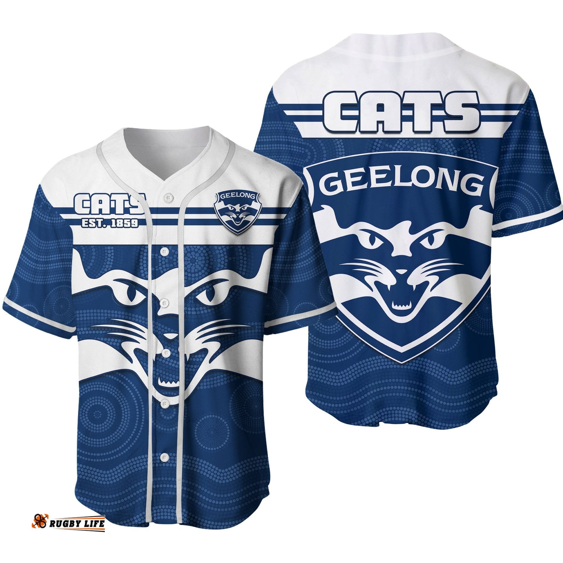 Cats Football Baseball Jersey Shirt Geelong Est 1859 Aboriginal Art Ver.02